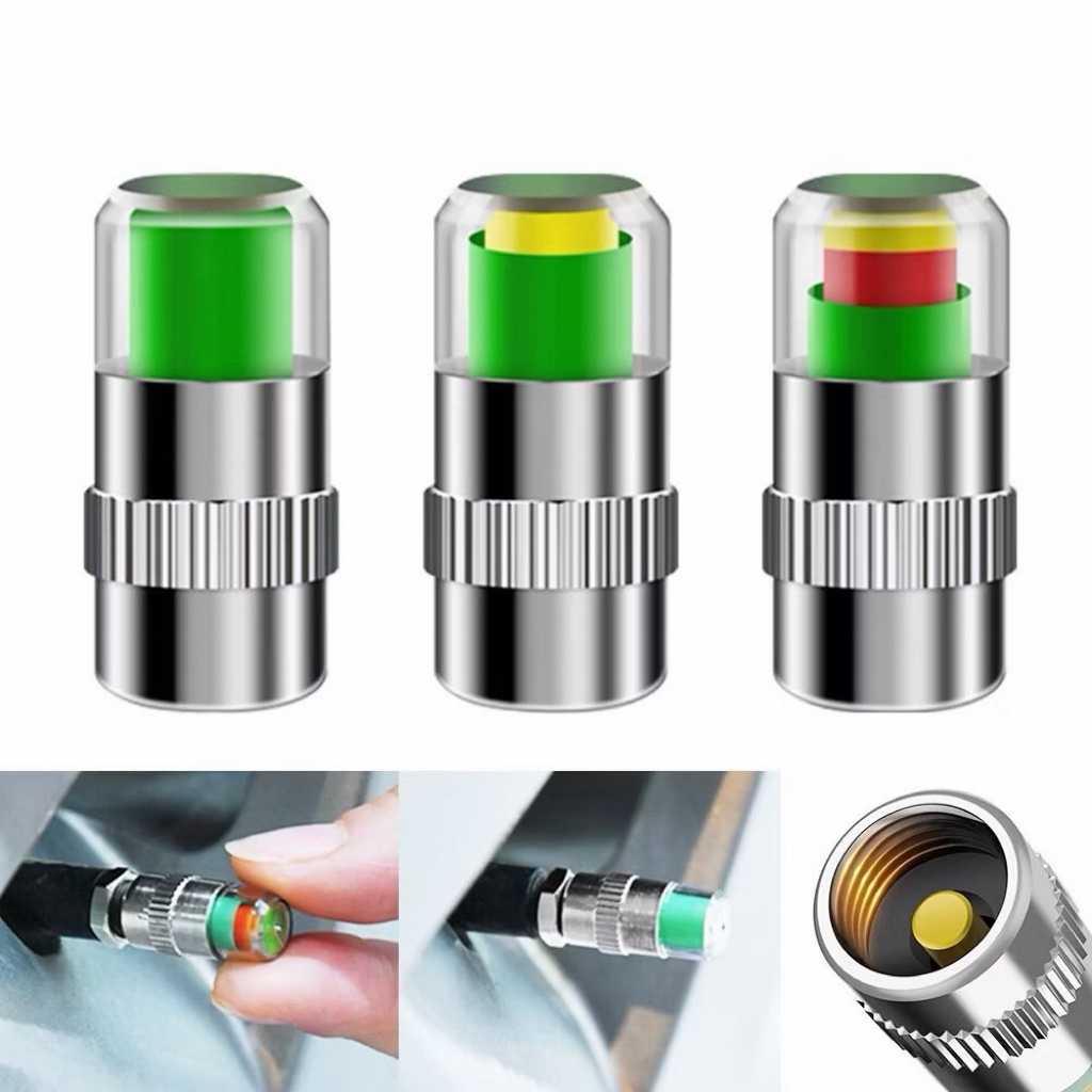 NP-1016 (1แผง4ชิ้น) เกจวัดความดันยางรถยนต์,4ชิ้น/เซ็ต/ชุดตัววัดแรงดันยางรถเกจวัดความดันแก้วเซ็นเซอร์3สีเครื่องมือตรวจสอบ