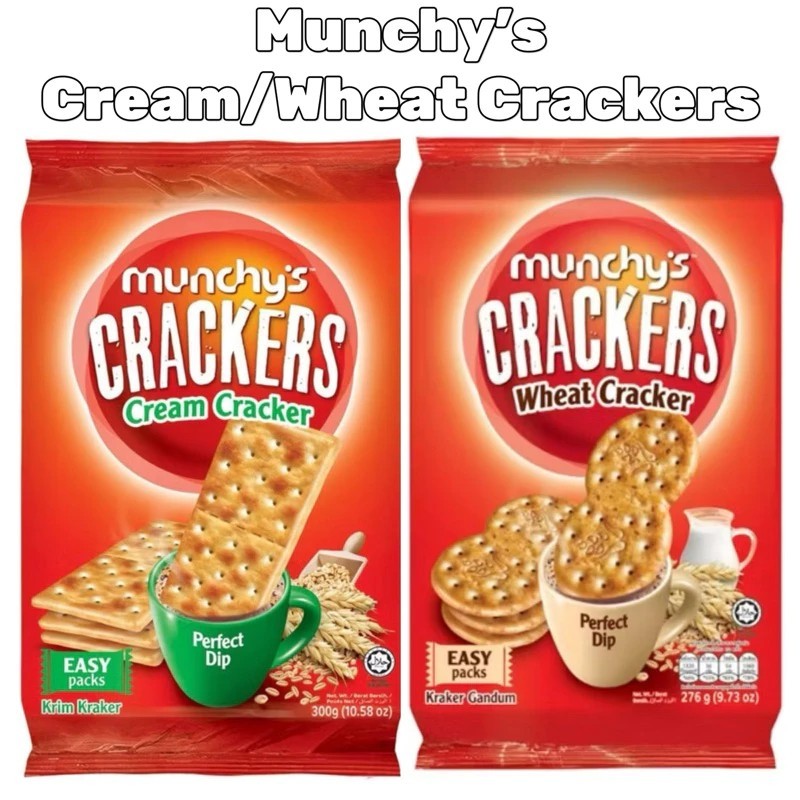 บิสกิต Munchy’s Cream Crackers 300g/Wheat Crackers 276g