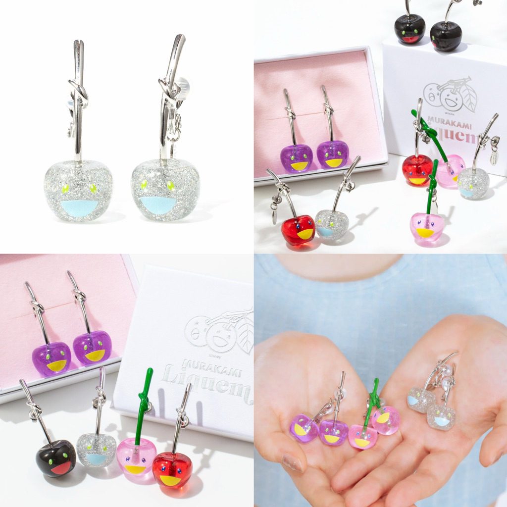 พร้อมส่งด่วน ใช้โค้ดได้ ไม่ต้องรอพรี ต่างหู Murakami x Liquem ต่างหูเชอรี่ มุราคามิ