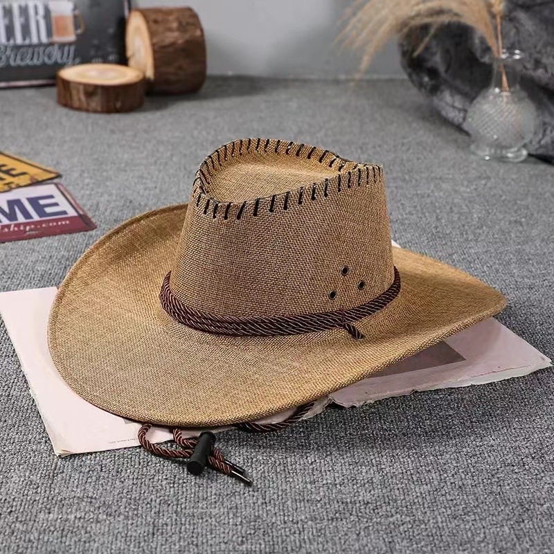หมวกคาวบอยปีกกว้าง Premium Cowboy Hats ทรงวินเทจ มีเชือกคล้องคอ 05X3 – โปรปัง