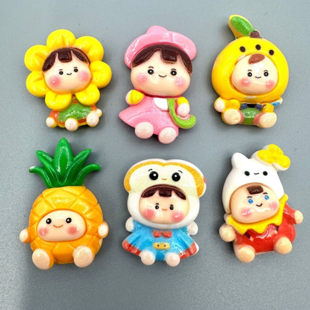❮6 ชิ้น❯ครบแบบ อุปกรณ์ DIY เรซิ่น Glossy Fruit Girl ครีมกาวติดผมกิ๊บติดผมโทรศัพท์มือถือและอื่นๆ