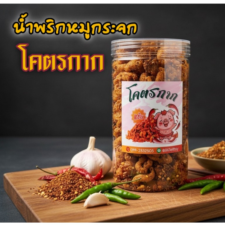 โคตรกากแซ่บ น้ำพริกหมูกระจก  ขนาด200 กรัม