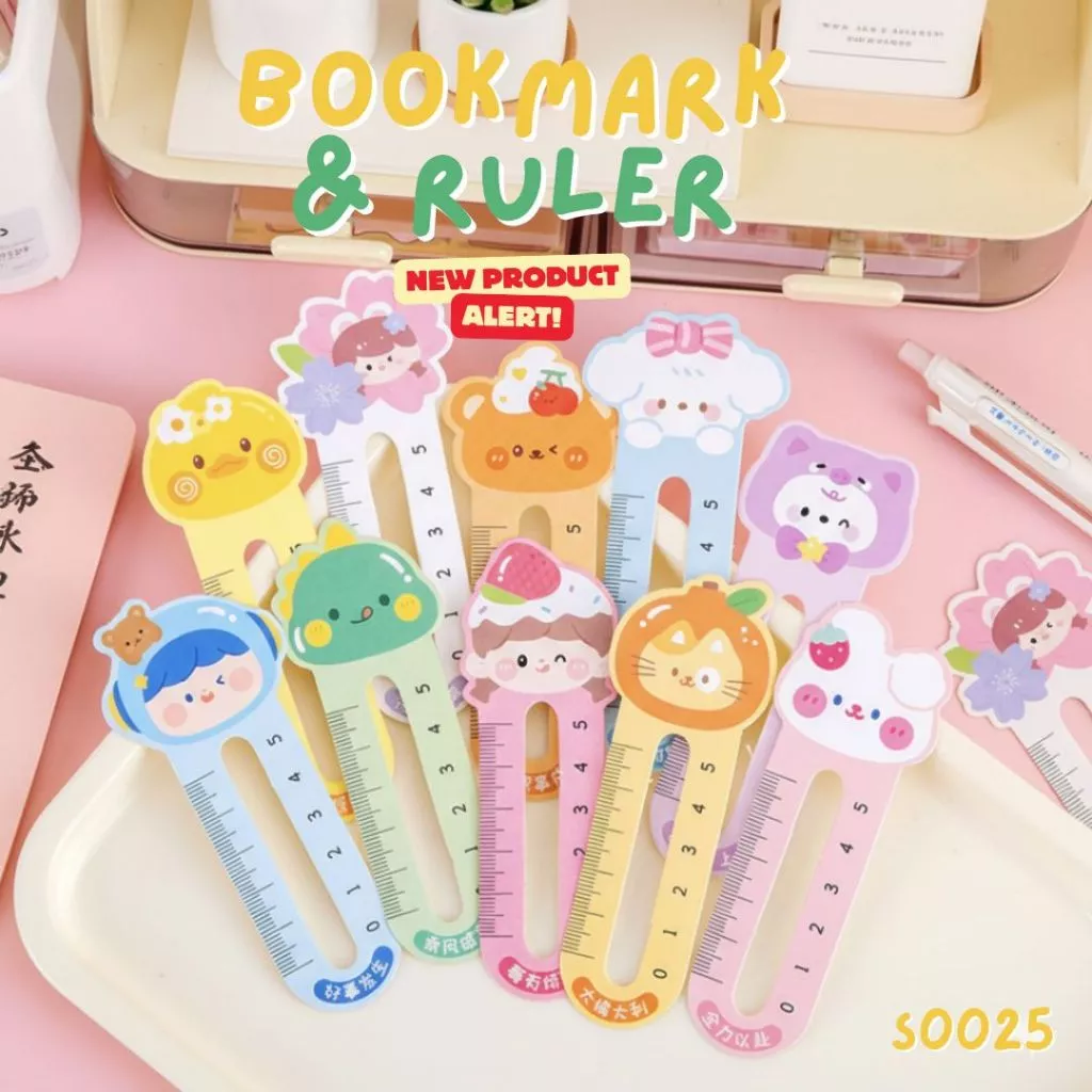 S0025 2in1 ที่คั่นหนังสือ + ไม้บรรทัด ขนาด 5ซม. ลายน่ารัก Bookmark & Ruler สุ่มลาย