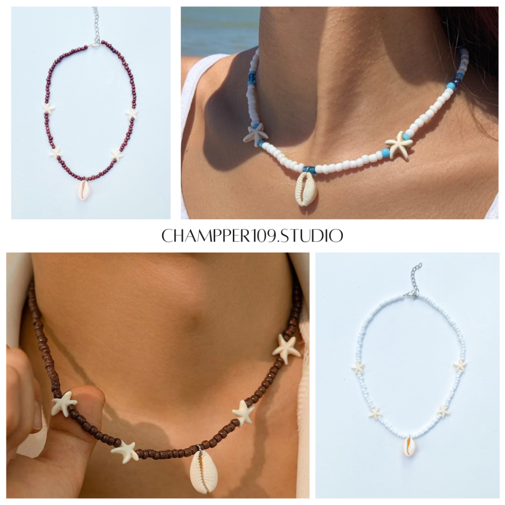 สร้อยเปลือกหอย🐚 สร้อยไปทะเล ⛱️ สร้อยจี้หอย 🌤️งาน Handmade พร้อมส่ง สินค้าจากไทย🇹🇭