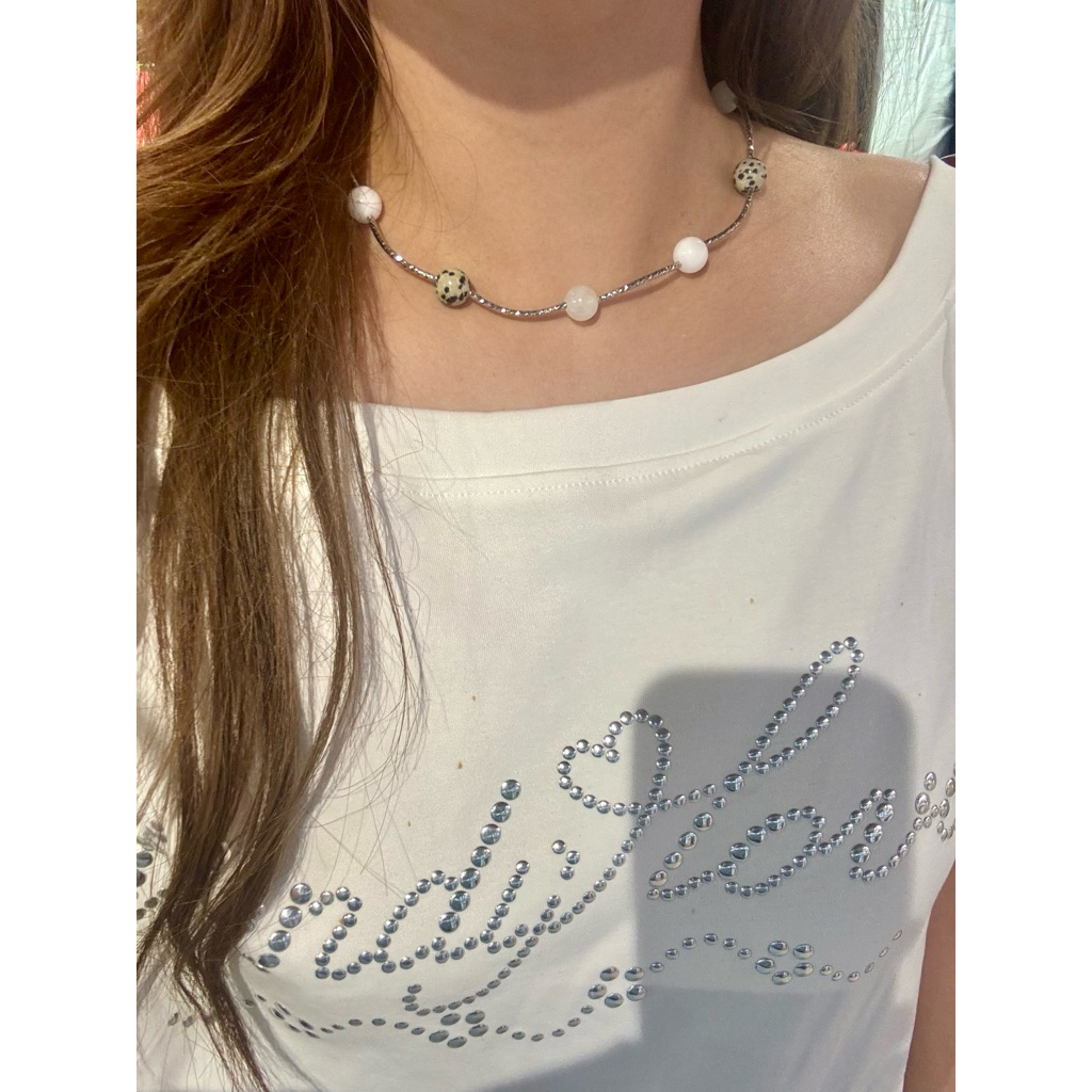 สร้อยคอหินธรรมชาติรวมสี (พร้อมส่งที่ไทย)ขนาด38-39cm