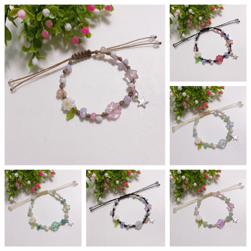 กำไลเชือกเทียนคละสี จำนวน 10 เส้น (เชือกสีครีม น้ำตาล ดำ)