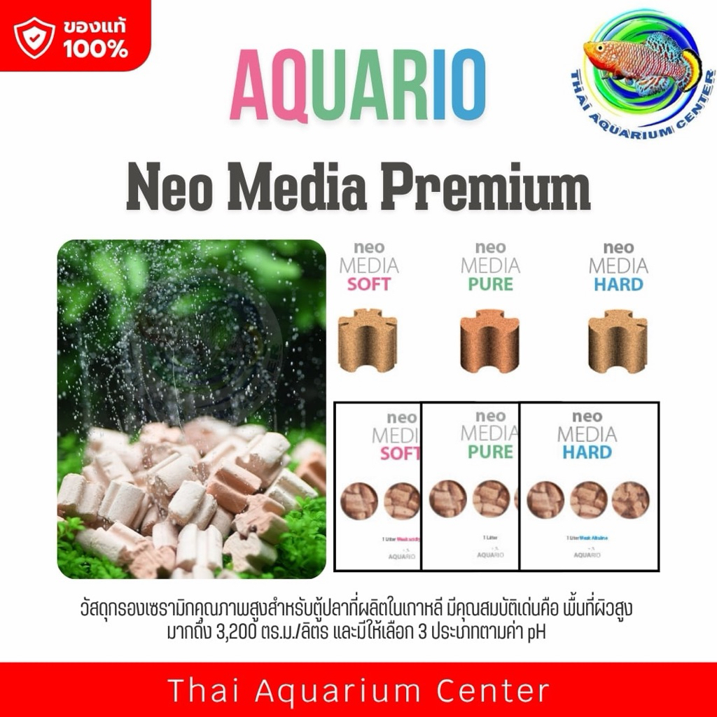 AQUARIO Neo Media Premium SOFT / HARD / PURE ขนาด 1 ลิตร วัสดุกรองน้ำตู้ปลา เซรามิค พื้นที่ผิวสูงพิเศษ จากประเทศเกาหลี