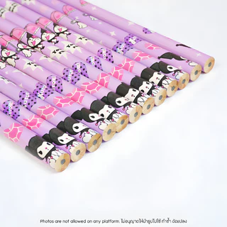 ดินสอ Kuromi 2B Pencil พร้อมยางลบ 3661 Kuromi ลายการ์ตูนน่ารัก สีม่วง แถมฟรี กบเหลา เครื่องเขียนนักเรียน เครื่องเขียน