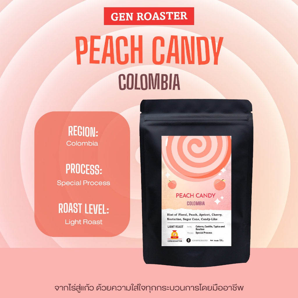 เมล็ดกาแฟคั่วอ่อน Colombia Peach Candy 100 g. - รูปที่ 2