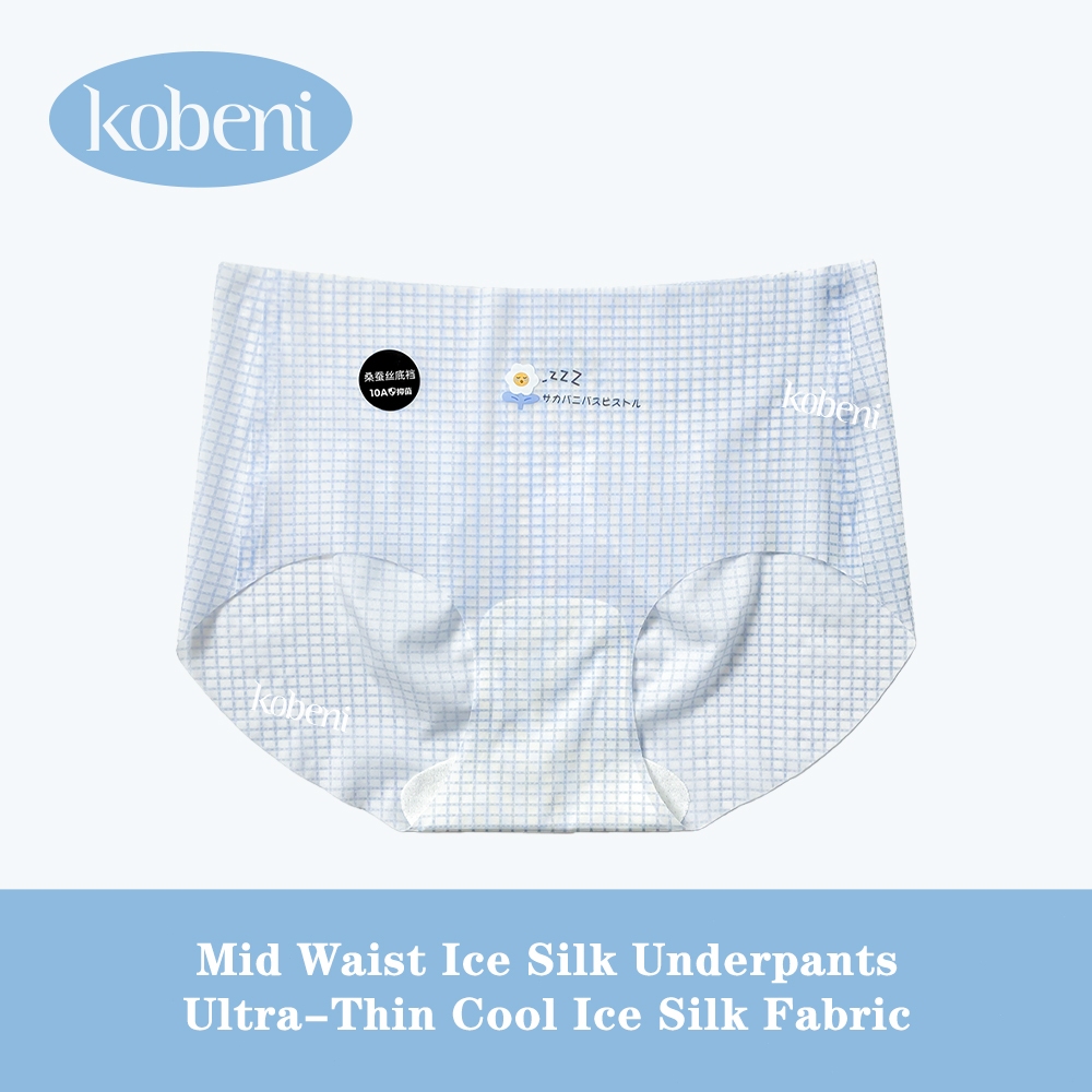 ⭐KOBENI⭐กางเกงในไร้ขอบ กางเกงในผู้หญิง ต้านแบคทีเรีย เอวกลาง ลวดลายน่ารัก ยืดหยุ่นดีมาก ผ้าเย็น Ice Silk