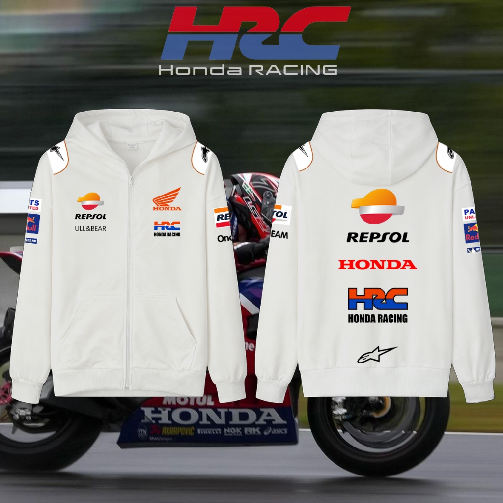 NEW เสื้อฮู้ด HONDA HRC คาร์ดิแกนพร้อมหมวก ใส่ขับรถ กันแดดกันลมได้ดี Moto GP Motorcycle Jacket Hooded cardigan M-3XL