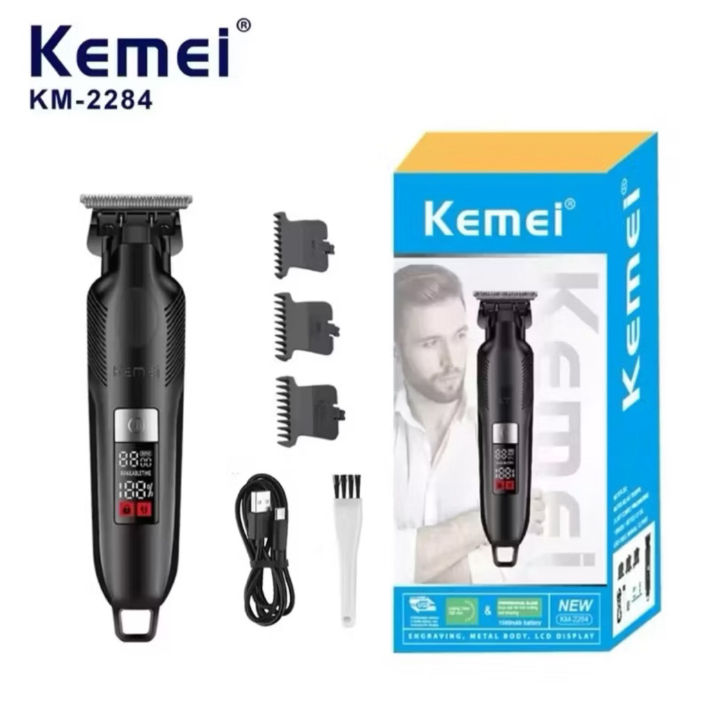 Kemei KM-2284 Professional Hair Trimmer สําหรับผู้ชาย - เครื่องตกแต่งไร้สายพร้อมใบมีด