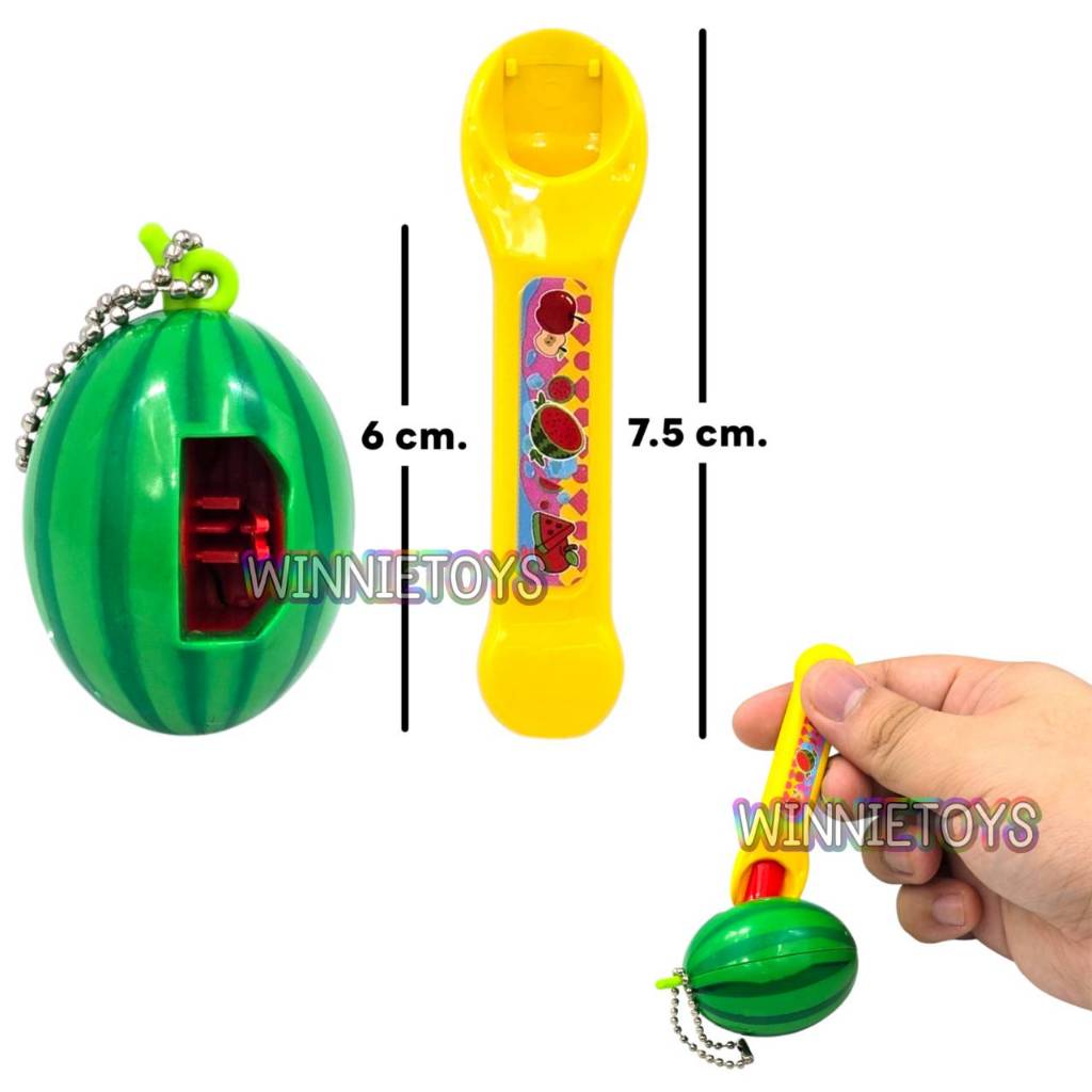 ของเล่น แตงโมจิ๋ว พวงกุญแจ + ช้อน แกล้งป้อน winnietoys