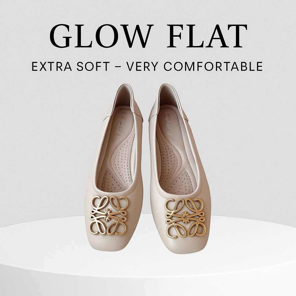 KK67 รองเท้าคัชชูส้นแบน งานนิ่มมาก  รุ่น Glow Flat อะไหล่ทอง หัวตัด เรียบหรู ใส่สบาย