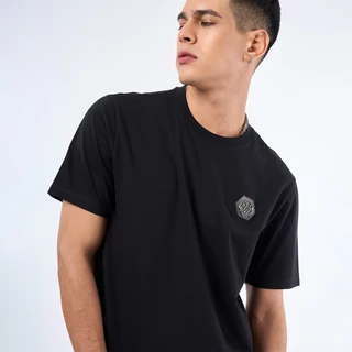 DAVIE JONES [BE FEARLESS] เสื้อยืดผู้ชาย Logo Regular Fit T-Shirt สีดำ ขาว กากี LG0153