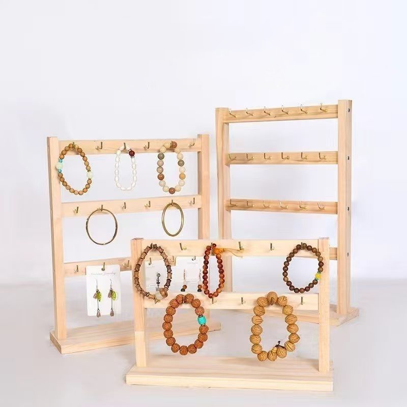 ขาตั้งโชว์เครื่องประดับไม้ พร้อมตะขอ ชั้นวางโชว์อัญมณี พร้อมตะขอ ชั้นวางโชว์อัญมณี สําหรับอุปกรณ์เสริม - รูปที่ 4