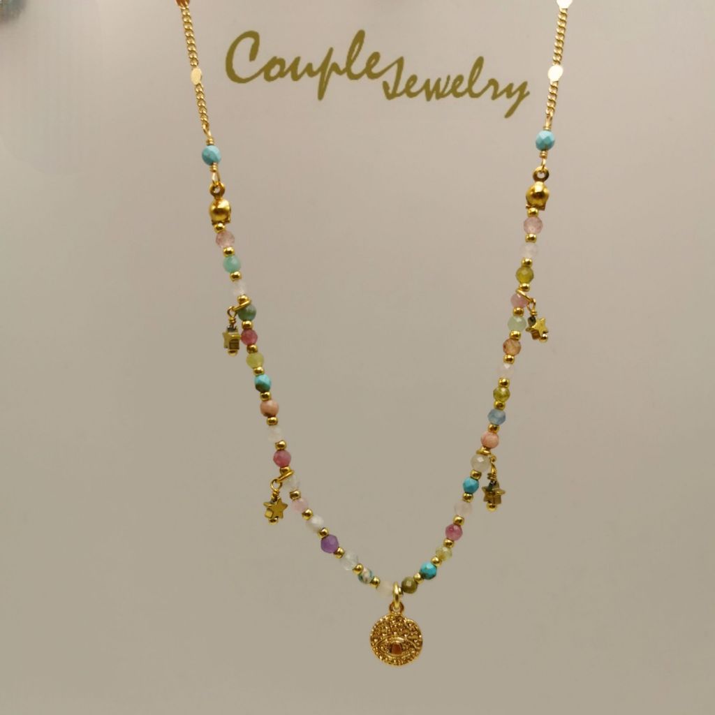 COUPLE​ JEWELRY​ สร้อยคอจี้Evil eye​ หินแท้​ Evil​ eye​&Star​ collection​