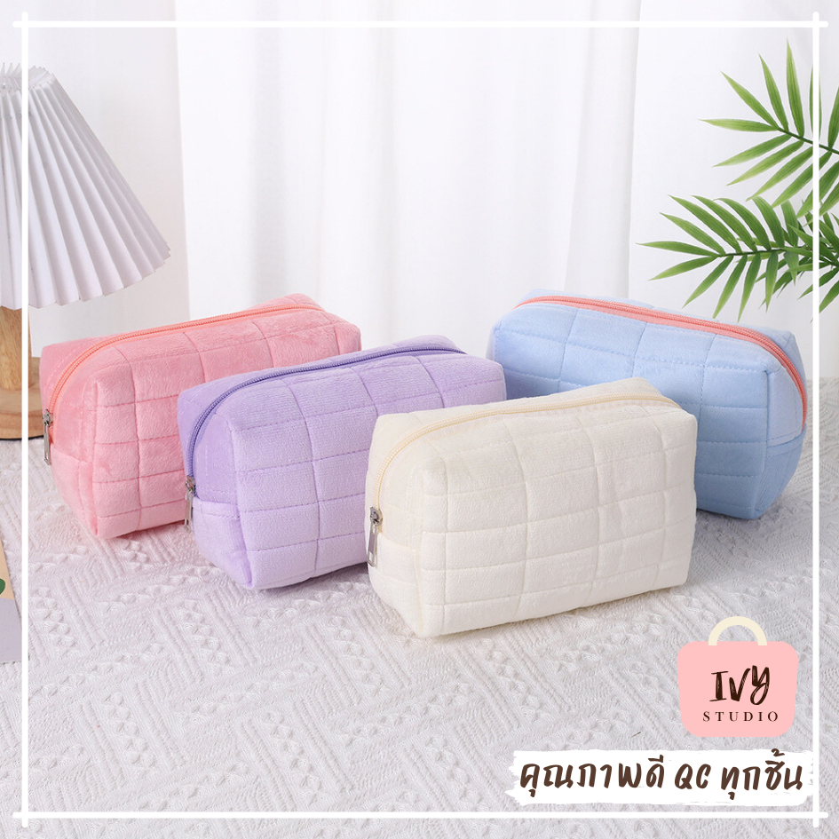 กระเป๋าเครื่องสําอางมีซิป (G35) ขนาดใหญ่ จุของได้เยอะ สีพาสเทล มีให้เลือกหลายสี กระเป๋าดินสอ