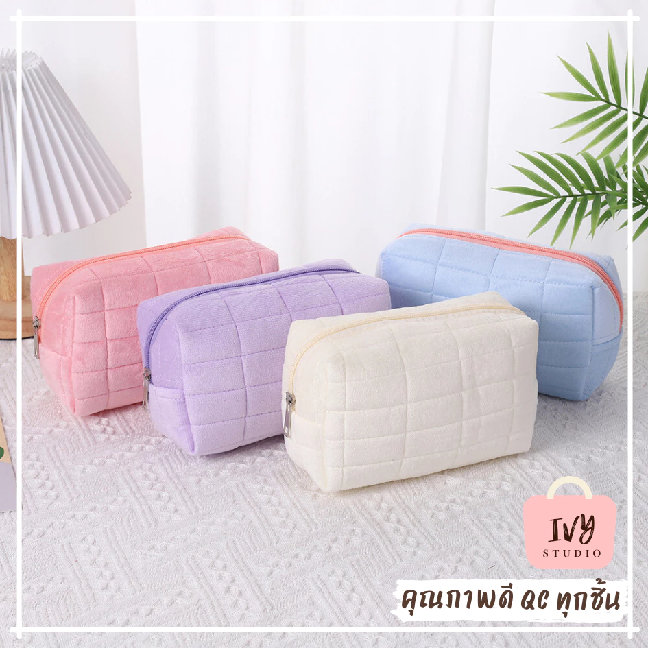 กระเป๋าเครื่องสําอางมีซิป (G35) ขนาดใหญ่ จุของได้เยอะ สีพาสเทล มีให้เลือกหลายสี กระเป๋าดินสอ