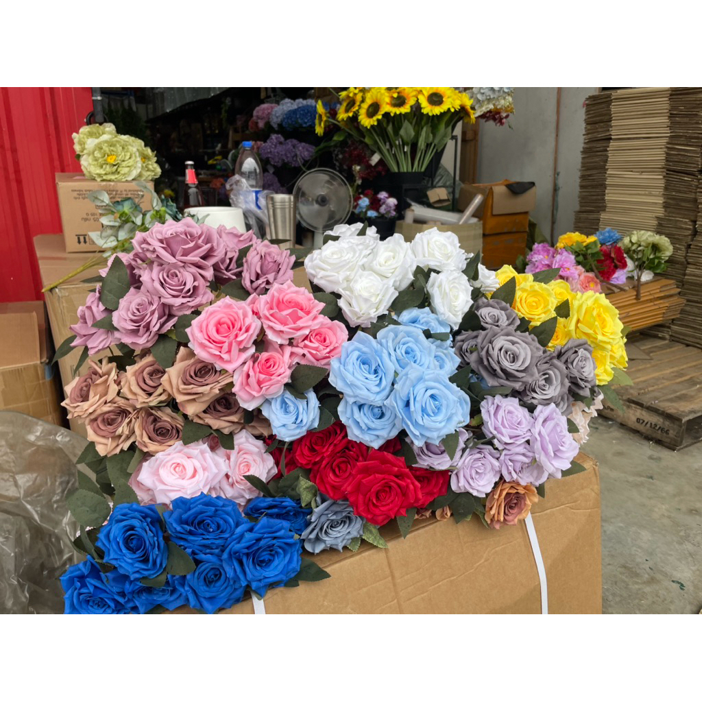 กุหลาบโลลิต้า /ดอกไม้ปลอม 1ช่อ มี9ดอก🌷