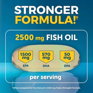 Viva Naturals Omega-3 Fish Oil Triple Strength 2500 mg , 90 Softgel (No.3999)