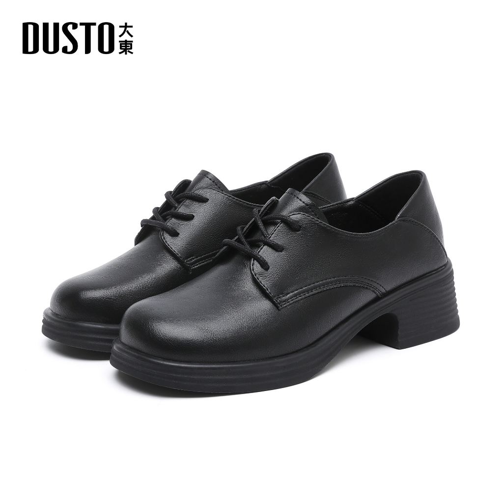 DUSTO รองเท้าโลฟเฟอร์แฟชั่น รองเท้าหนังผูกเชือกสำหรับผู้หญิง นุ่มสบาย สูง 4.5 ซม