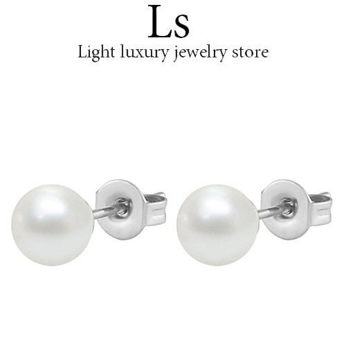 LS jewelry ✨ต่างหูมุกน้ำจืดเงินแท้ 925  ต่างหูเงินแท้ ไม่ลอก สำหรับคนแพ้ง่าย Size 4 - 8 mm