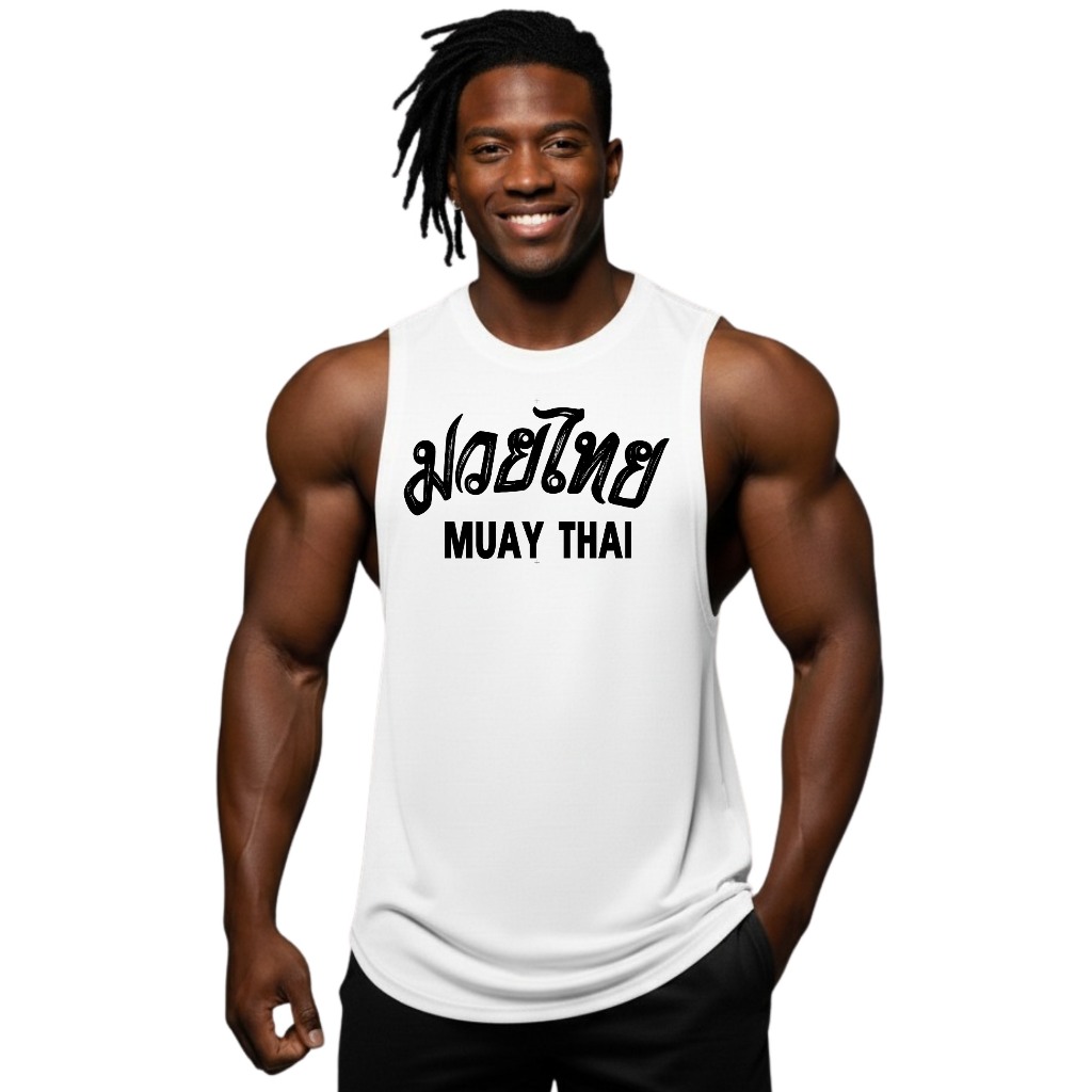 มวยไทย MUAY THAI เสื้อแขนกุดเว้าแขนกว้าง Drop Arm Sleeveless Muscle Shirt