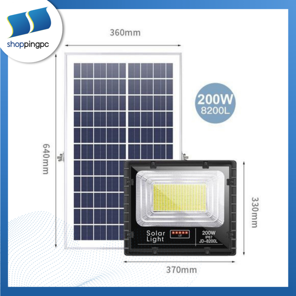 ไฟสปอร์ตไลท์ รุ่น JD-8200L 200W แสงขาว รุ่นใหม่ SERIES L กันน้ำ IP67 ไฟ JD Solar Light (รอสินค้า15วั