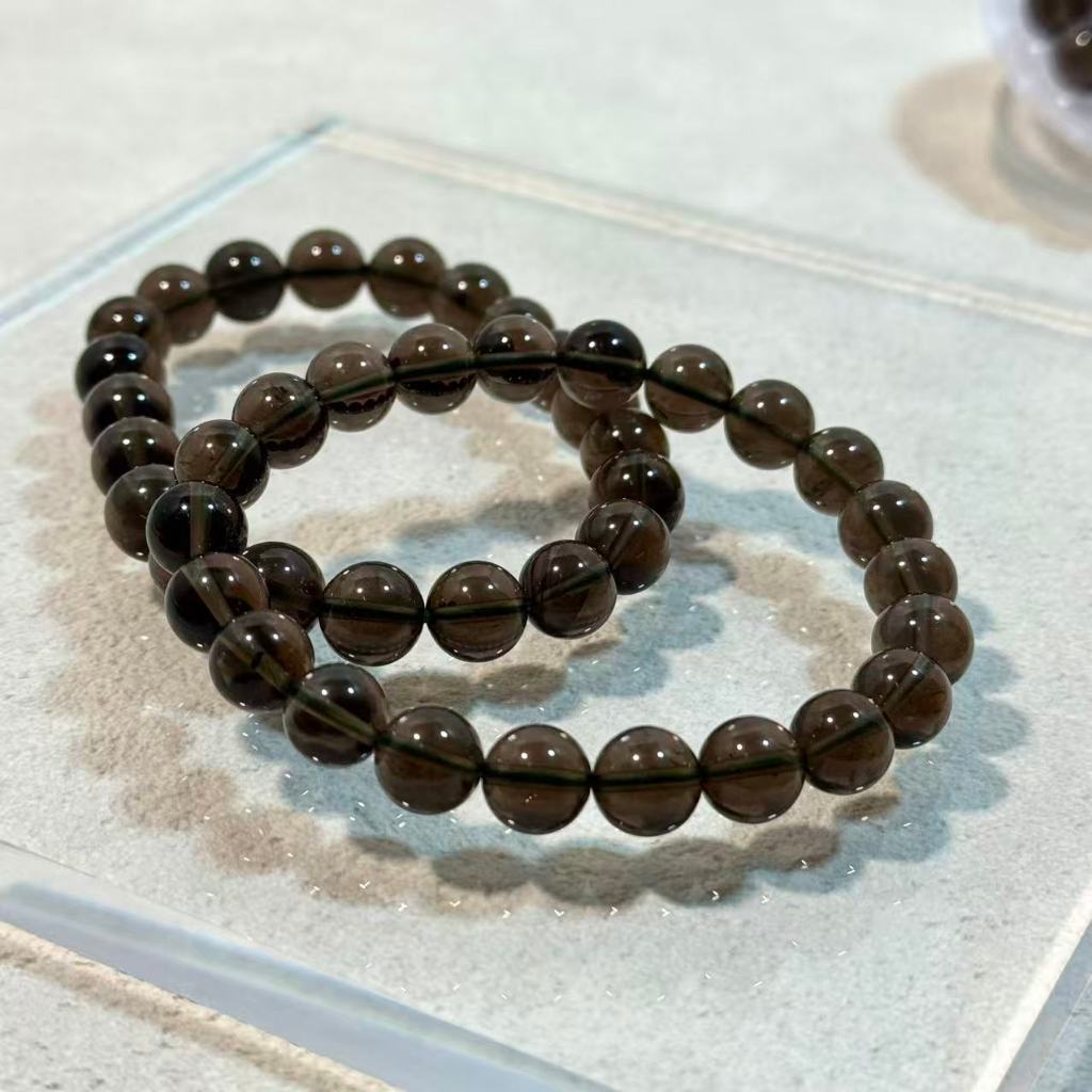รุ่นใหม่ล่าสุด Smoky Quartz สโมคกี้ควอตซ์ Obsidian สร้อยข้อมือหินสโมคกี้ควอตซ์ หินสโมกกี้ควอตซ์