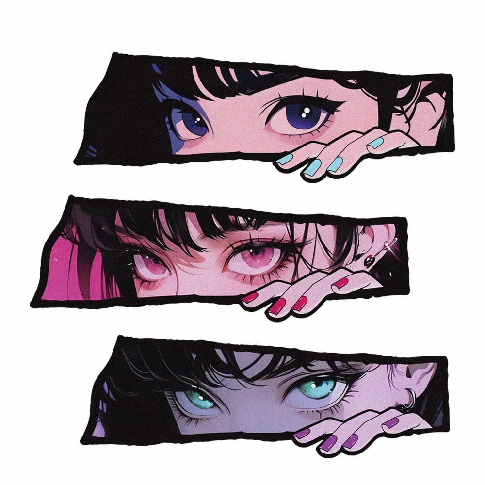 เหมาะสำหรับรถยนต์ JDM มอเตอร์ไซค์ สติกเกอร์รถยนต์ไฟฟ้า การปิดกั้นรอยขีดข่วน ดวงตาภาพเคลื่อนไหว 2D สะท้อนแสง เลเซอร์ไฟฟ้า - รูปที่ 5