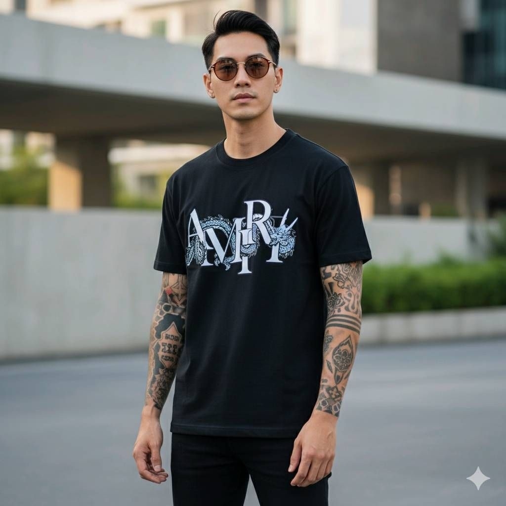 เสื้อยืด Amiri-116 งานมังกร สุดเท่ งานจากร้านยีนส์เจริญ