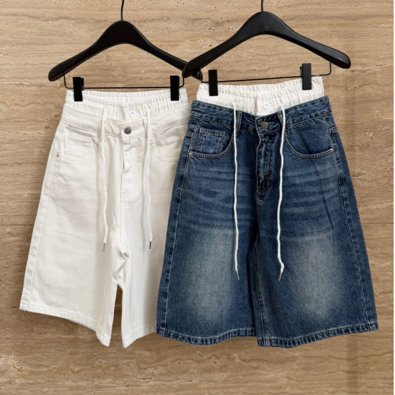 BAVE 51726 กางเกงยีนส์สามส่วน**ผ้าไม่ยืด ทรงเอวสูง ผ้าใส่สบาย – โปรปัง
