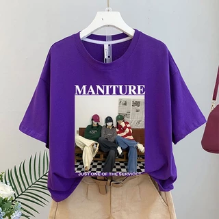 เสื้อครอปสาวอวบไซส์ใหญ่ oversize เสื้อผ้าวัยรุ่นน่ารักๆ เสื้อยืดแฟชั่นผู้หญิงกําลังฮิตใหม่ล่าสุด สกรีนลายวินเทจ เกาหลี