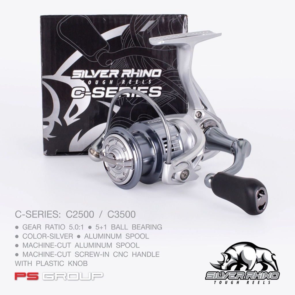รอกสปินนิ่ง รุ่นใหม่ล่าสุด  รุ่น Silver rhino C-Series  รอบ 4.7:1 ลูกปืน 5+1BB สปูลอลูมีเนียม แขนเกลียว CNC – โปรปัง