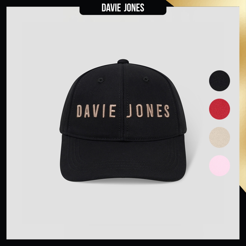 DAVIE JONES หมวกแก๊ป ปักโลโก้ Cap With a Logo Unisex AP0004 สีดำ แดง ครีม ชมพู