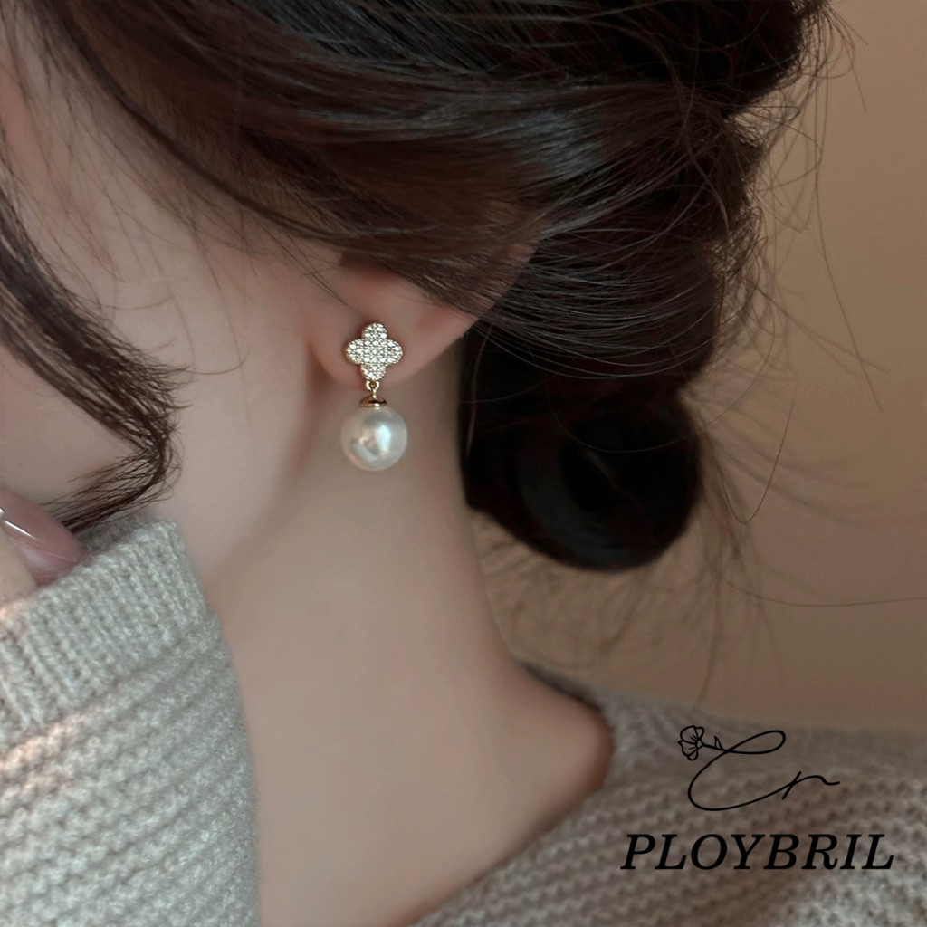 PLOYBRIL E004 ต่างหูไข่มุก ดีไซน์หรู สไตล์เกาหลี ฝังเพชร CZ ประกายสวย ต่างหูผู้หญิง ใส่งานแต่ง ออกงาน แฟชั่นมินิมอล ราคา ถูกที่สุด ดีลบีเคเค แกลเลอรีภาพที่ 7
