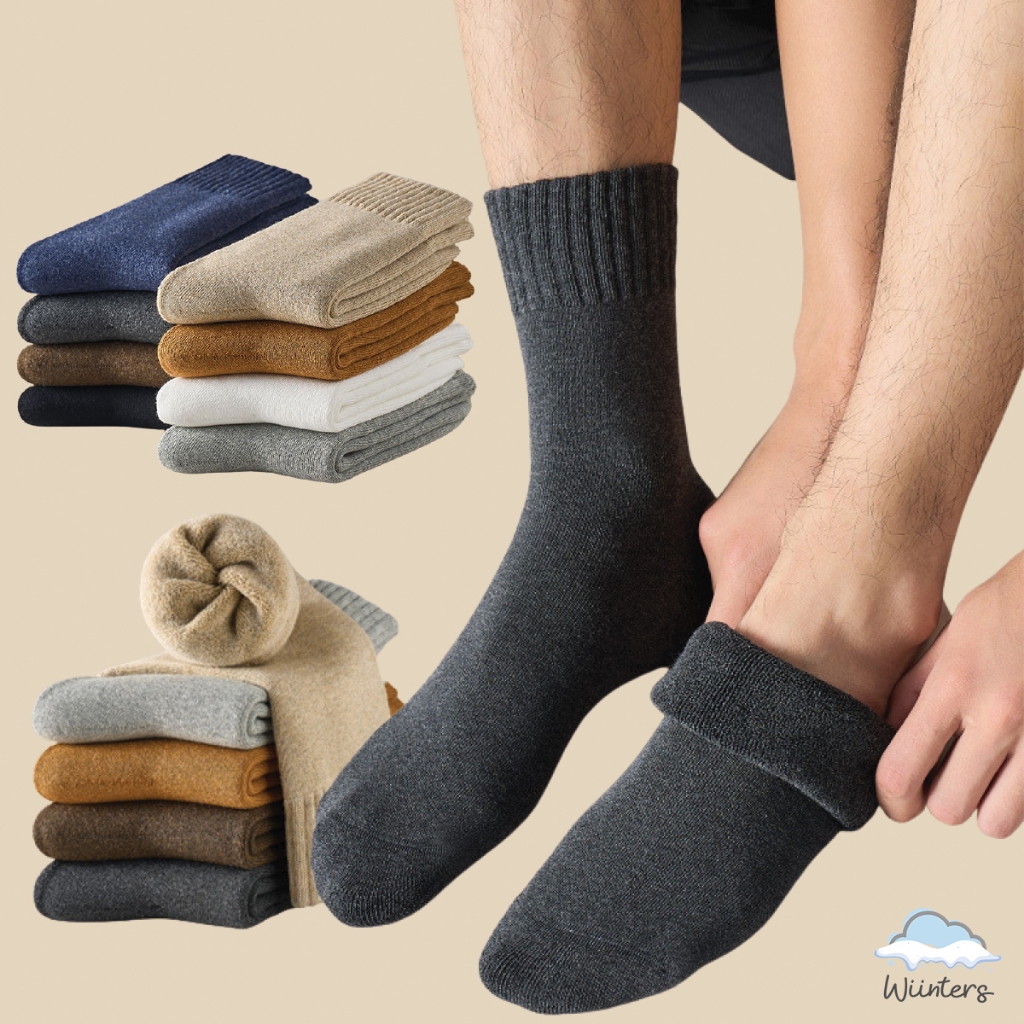 [ Sock-011 Men Minus Sock ] ถุงเท้าบุขนผู้ชาย ถุงเท้ากันหนาว หนา นุ่ม กันหนาวติดลบ