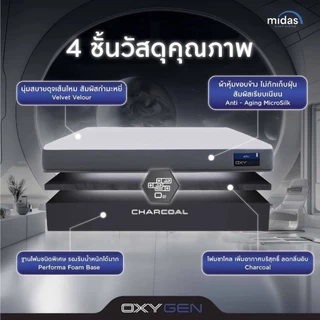 Midas ที่นอนสุญญากาศ รุ่น Oxygen-Charcoal หนา 5นิ้ว สลายกลิ่นอับ เพิ่มอากาศบริสุทธิ์ X2 ส่งฟรี