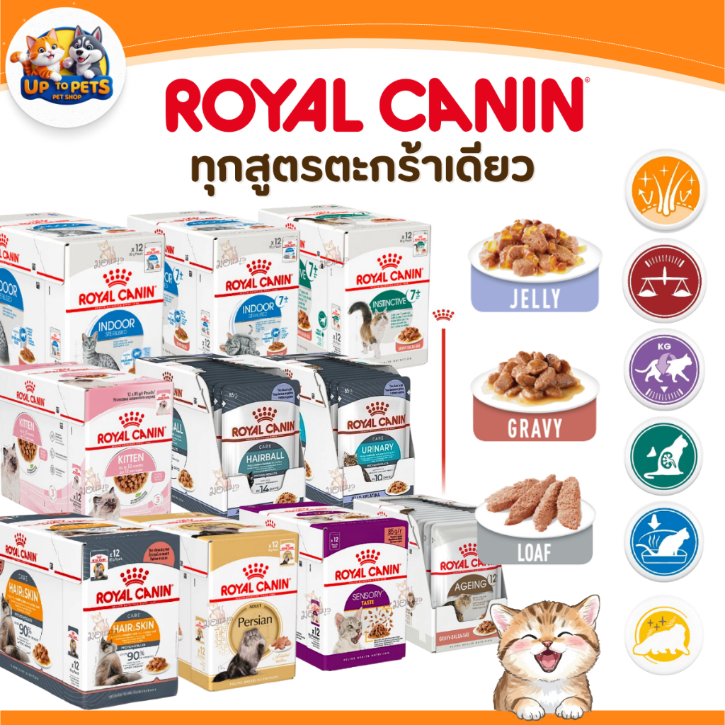 [ ยกโหล 12 ซอง ] ROYAL CANIN โรยัลเพาซ์ อาหารเปียกสำหรับแมว รวมทุกสูตร