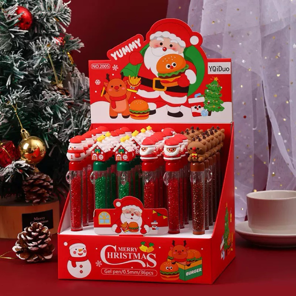 ปากกาเจลน้ำเงินลายคริสต์มาสลายน่ารักขนาด0.5mmเหมาะสําหรับเป็นของขวัญแจกเด็ก 🎄🎅 - รูปที่ 4