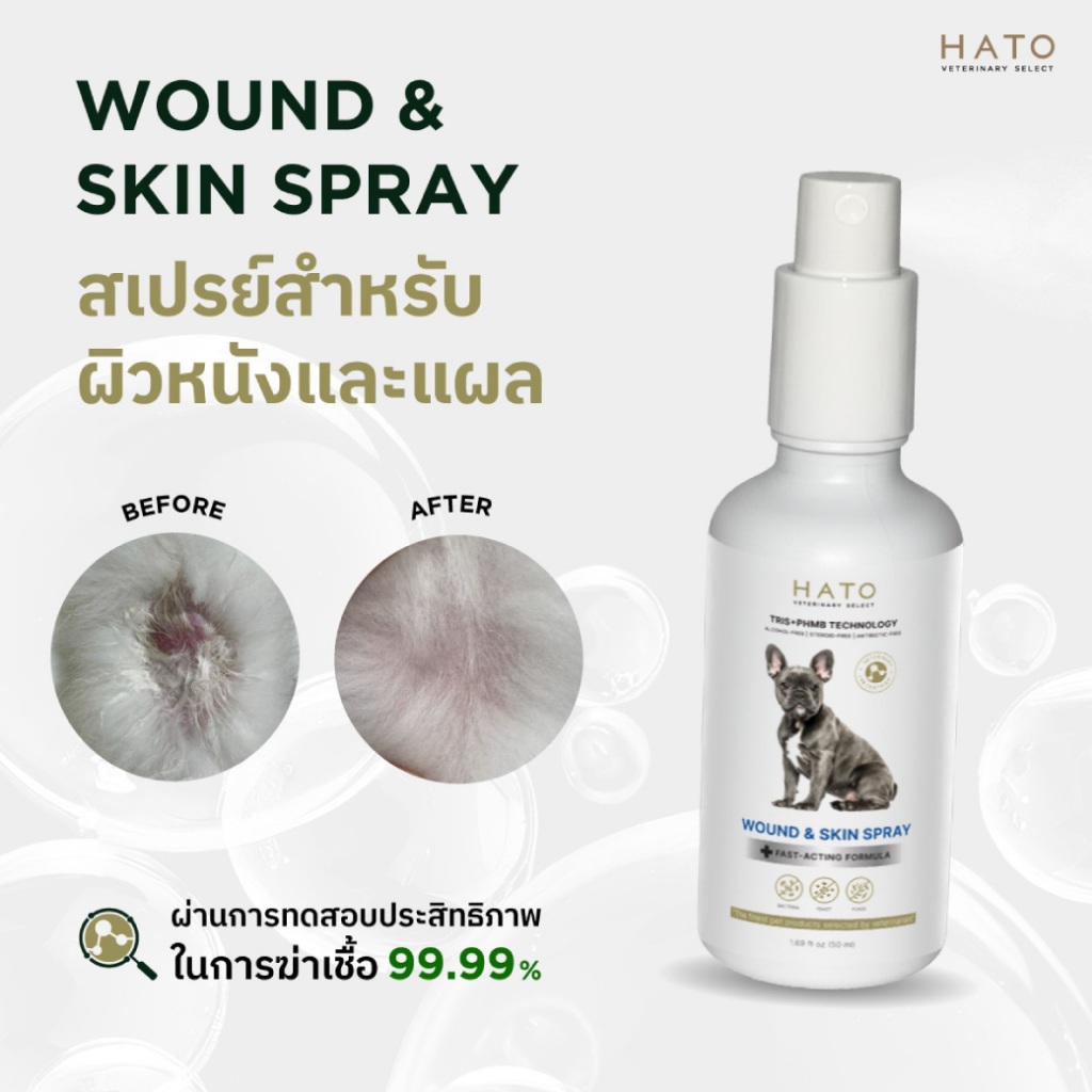WOUND & SKIN SPRAY สเปรย์ดูแลผิวหนังและแผล สำหรับสัตว์เลี้ยง By HATO (HATO VETERINARY SELECT)