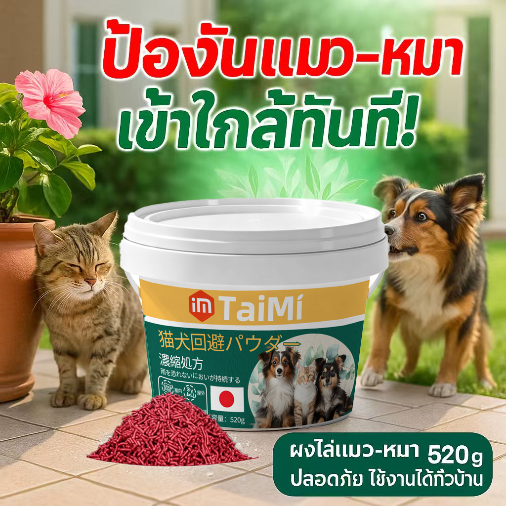 🐶🐱ผงไล่แมวไล่หมา 520g สูตรธรรมชาติ ไล่สุนัข–แมวได้ผลจริง ป้องกันฉี่ เลอะหน้าบ้าน สวน ระเบียง ปลอดภัยต่อคนและสัตว์เลี้ยง