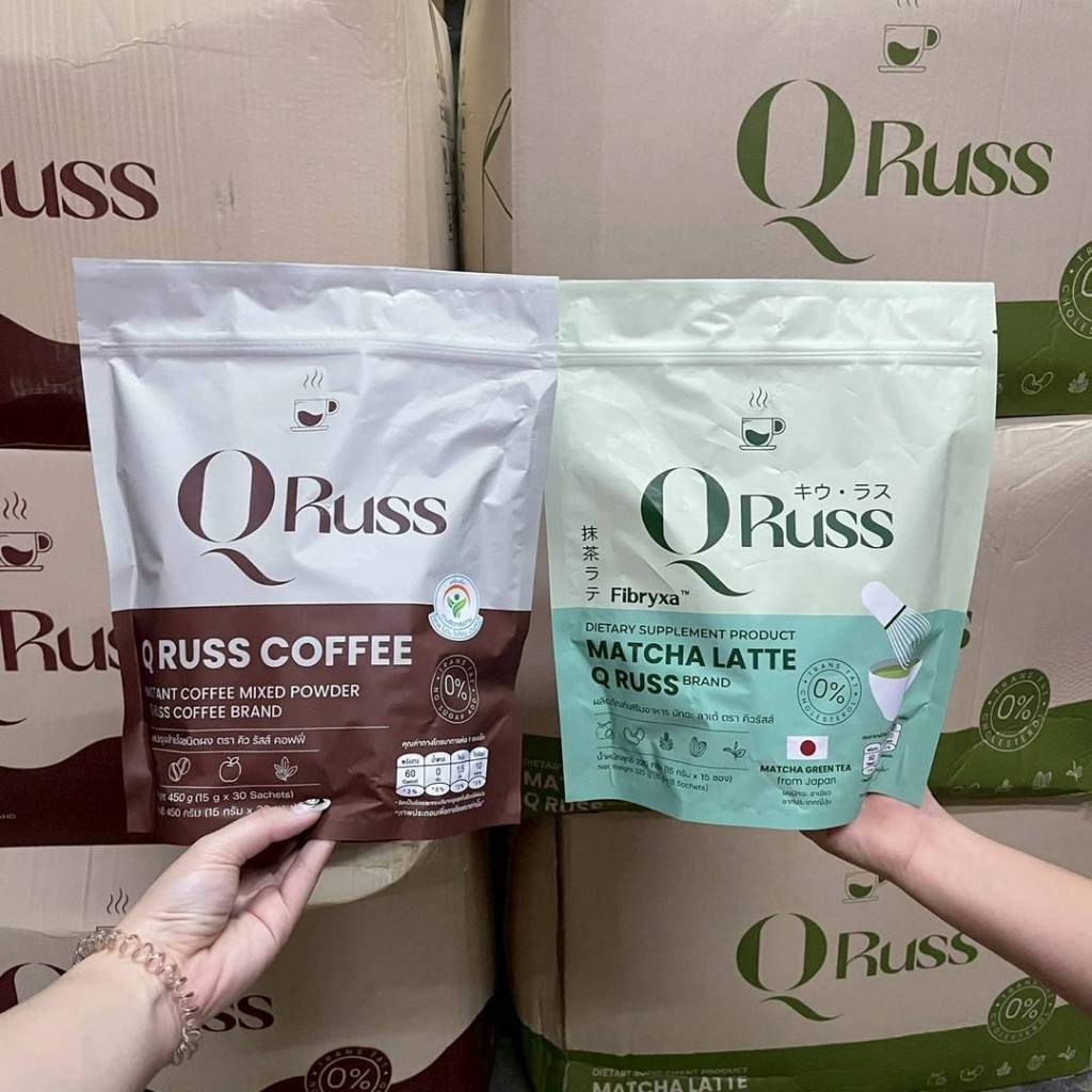 กาแฟ ชาเขียว คิวรัสส์ สูตรใหม่ Qruss Coffee 1ห่อมี30ซอง