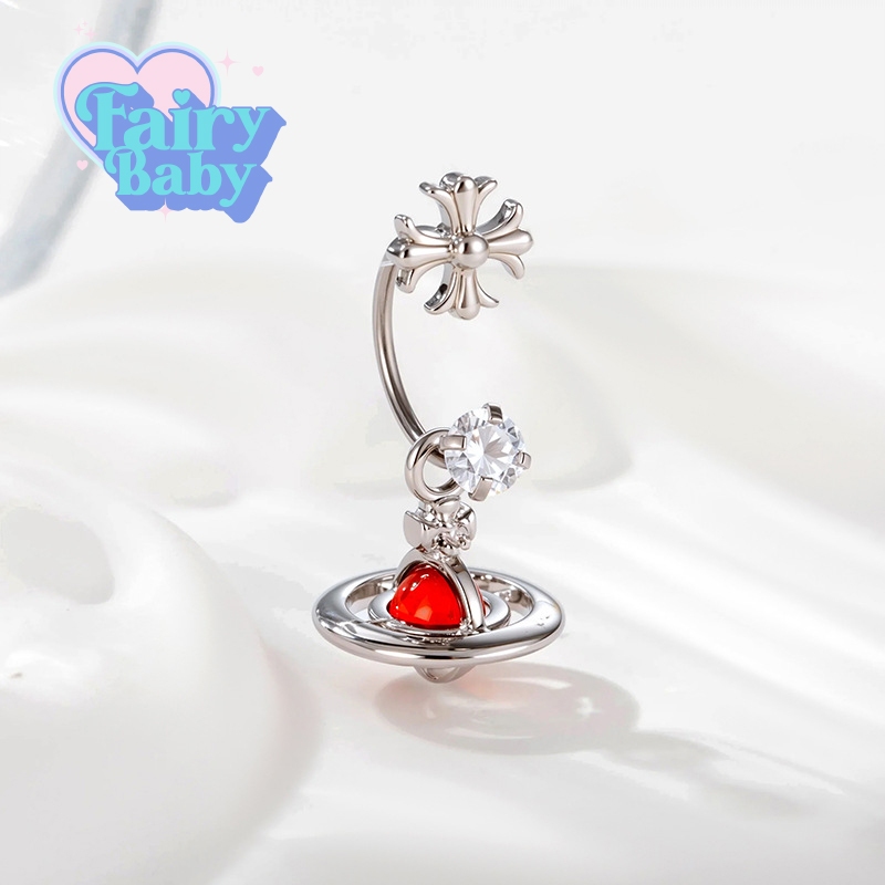 Fairybaby จิว Holy Drop - Red ( 1 ชิ้น ) สีแดง สไตล์วิเวียน สวย ประกาย โทนแดง มาใหม่ (J3-053)