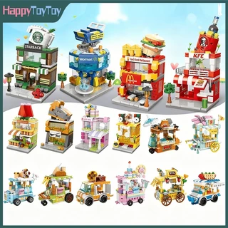 บล็อคตัวต่อ ตัวต่อ รูปวิวถนน เสริมการเรียนรู้เด็ก DIY ขนาดเล็ก ของเล่นสําหรับเด็ก