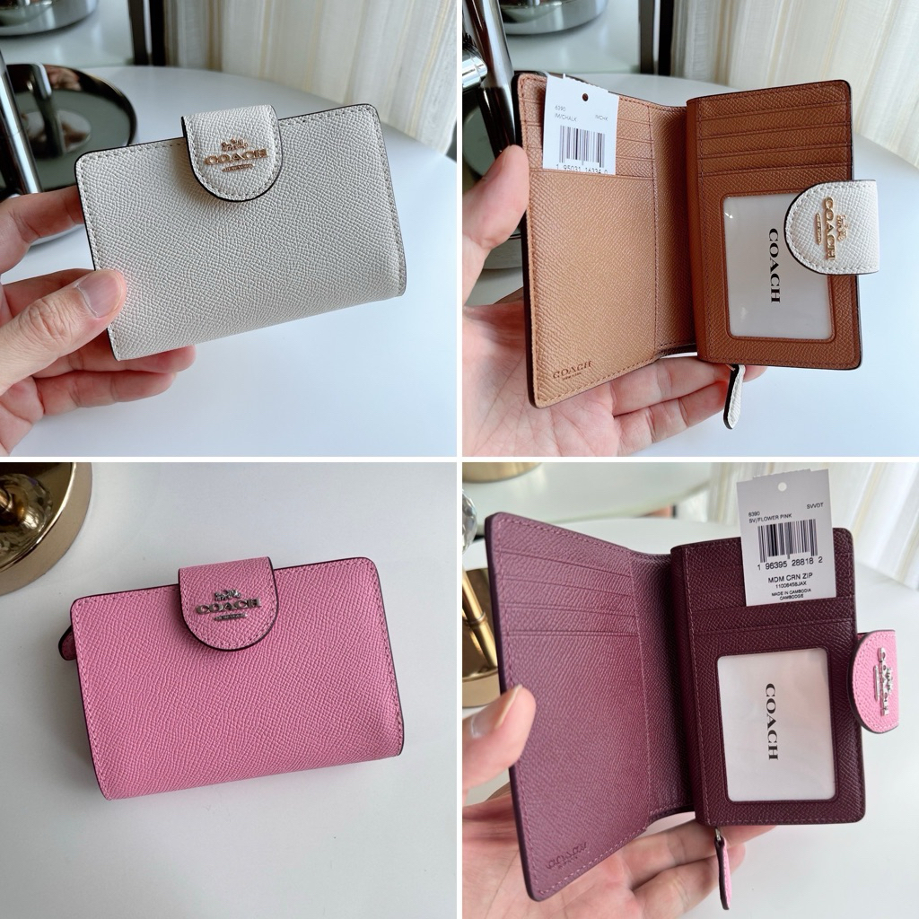 👑ผ่อน0%👑 กระเป๋าสตางค์ ใบสั้นกระดุม Medium Corner Zip Wallet c0082 6390 cw786