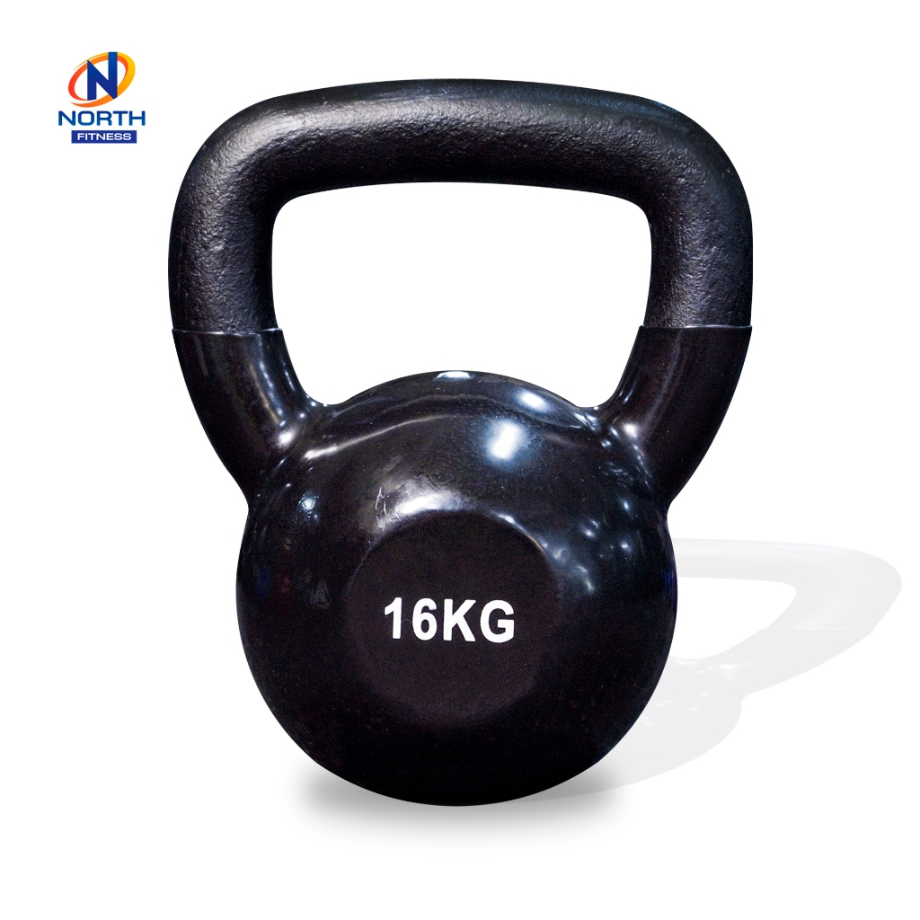 NORTH FITNESS เคตเทิลเบล 16KG ดัมเบลหูหิ้ว ลูกยกน้ำหนัก Kettlebell. เกรดยิม เหล็กหล่อยกน้ำหนัก หุ้มด