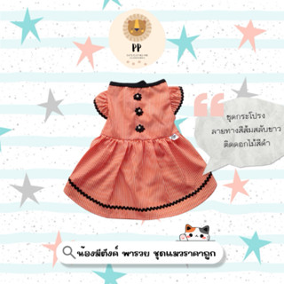 ชุดกระโปรงสำหรับสัตว์เลี้ยง ส้มติดดอกดำ 🧡♣️ รอบอก 8 นิ้ว ถึง…