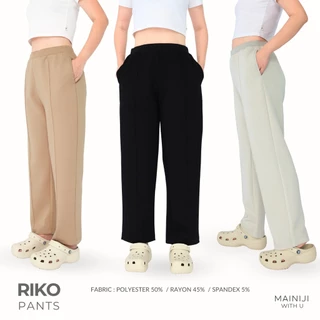 Riko - Super Soft Pants ริโกะซูเปอร์ซอฟ กางเกงขายาวทรงตรงผ้าสเวตเกรดพรีเมี่ยม เนื้อนุ่มเด้ง ยืดหยุ่นสูงลุกนั่งสะดวก